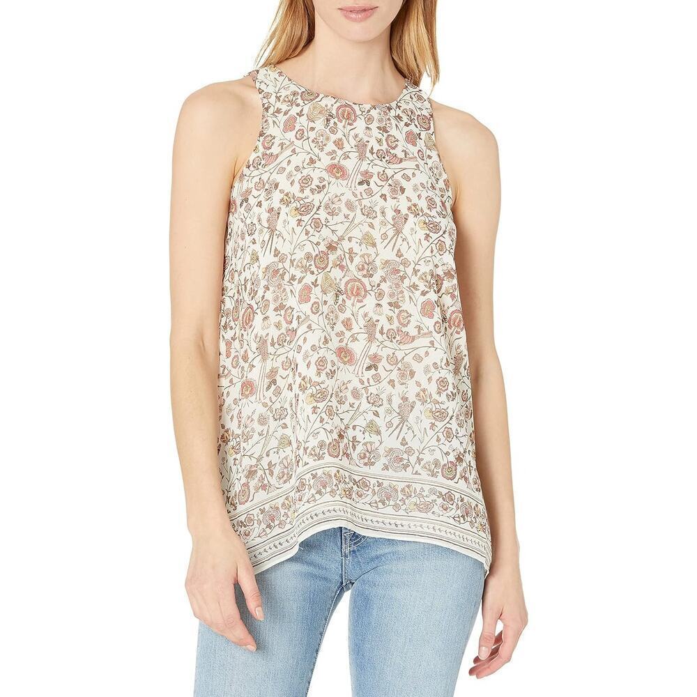 Max Studio Women's Multicolor Floral Print tank Trapeze Blouse Top Size L